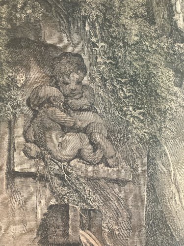 Gravure BoucherFin XVIIIe Peint Chien L’Obéissance Récompensée Art Ancien