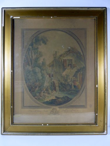 Gravure Couleurs XVIII Dédiée à Monsieur Tournier Signée Pierre François Laurent