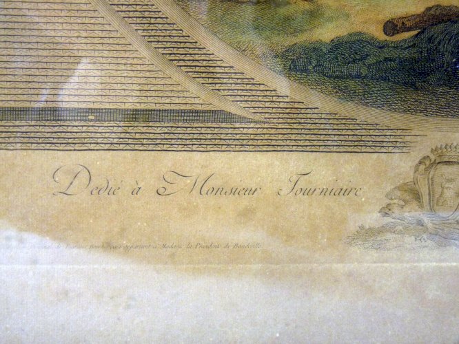 Gravure Couleurs XVIII Dédiée à Monsieur Tournier Signée Pierre François Laurent