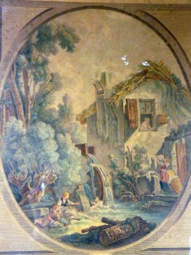 Gravure Couleurs XVIII Dédiée à Monsieur Tournier Signée Pierre François Laurent