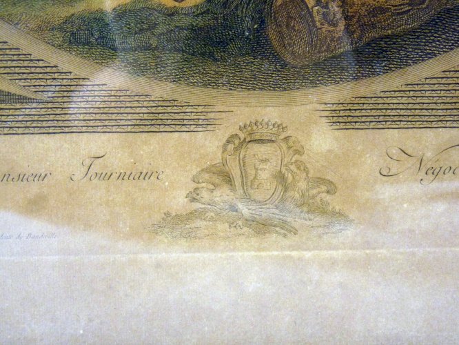 Gravure Couleurs XVIII Dédiée à Monsieur Tournier Signée Pierre François Laurent