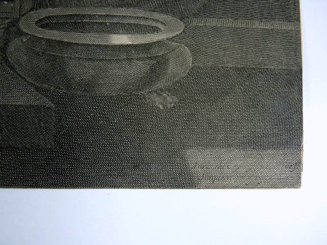 Gravure cuivre XVIII° LA CENE par Benoît Audran d'après Poussin, signée