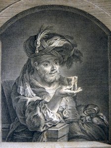 Copper engraving 18th century THE TOOTH PULLER. TURK by Nicolas Dupuis