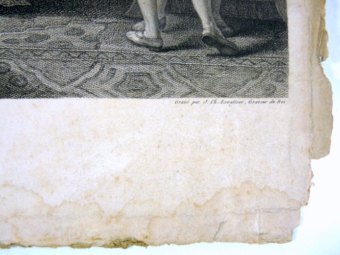 Gravure cuivre XVIII° MORT DE LEONARD DE VINCI / FRANCOIS Jean Charles Levasseur