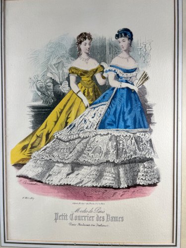 Gravure de mode “Petit Courrier des Dames” – 16 mars 1867 – Mode de Paris