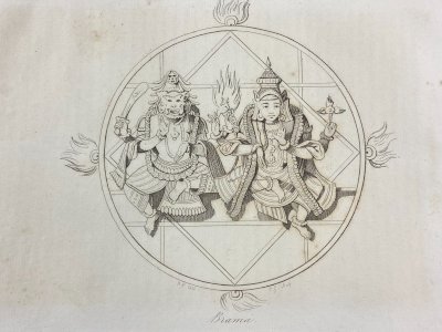 Gravure début XIXe représentant Brama Inde Hindouisme