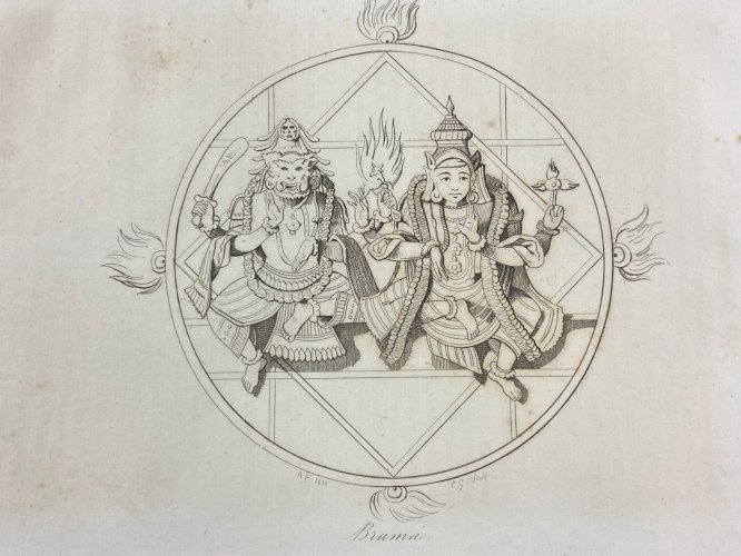 Gravure début XIXe représentant Brama Inde Hindouisme