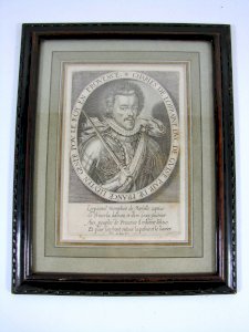 Gravure Début XVII° Charles de Lorraine Duc de Guise Signée Thomas de Leu, Cadre