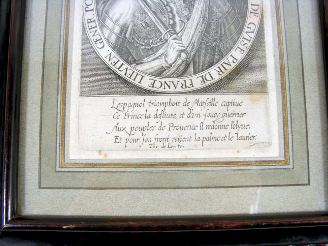 Gravure Début XVII° Charles de Lorraine Duc de Guise Signée Thomas de Leu, Cadre
