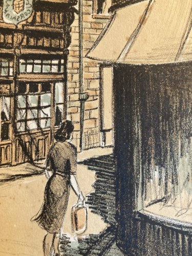 Gravure Derveaux Saint Malo Ville Rue Art Ancien 1945 Estampe Lithographie