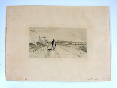 Etching Aquatint VIEW of ANTIBES 1868 Signed Ernest Meissonier & Alphonse Lalauze
