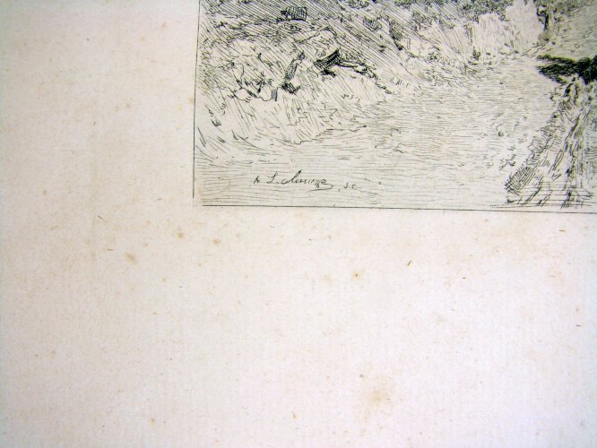 Gravure Eau Forte VUE d'ANTIBES 1868 Signée Ernest Meissonier & Alphonse Lalauze