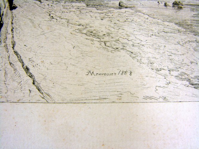 Gravure Eau Forte VUE d'ANTIBES 1868 Signée Ernest Meissonier & Alphonse Lalauze