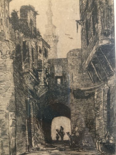 Gravure Édouard-Jacques DUFEU XIXe Orientaliste Orientaliste Caire Etching Old