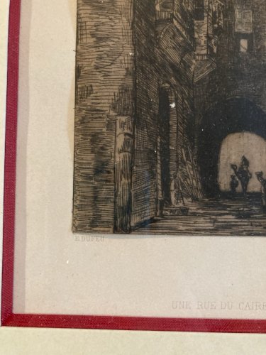 Gravure Édouard-Jacques DUFEU XIXe Orientaliste Orientaliste Caire Etching Old