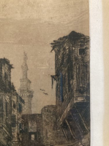Gravure Édouard-Jacques DUFEU XIXe Orientaliste Orientaliste Caire Etching Old