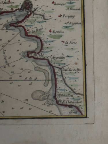 Gravure en couleur XVIIIe Carte des Rades de La Rochelle et Environs L9213