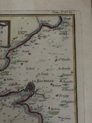 Gravure en couleur XVIIIe Carte des Rades de La Rochelle et Environs L9213