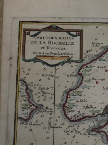 Gravure en couleur XVIIIe Carte des Rades de La Rochelle et Environs L9213