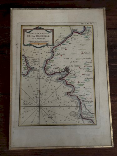 Gravure en couleur XVIIIe Carte des Rades de La Rochelle et Environs L9213