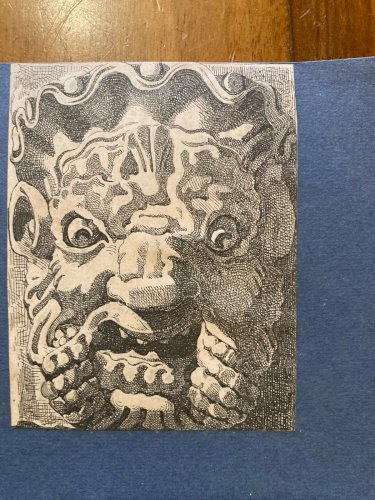 Gravure Etching Xviiie Art Ancien Mascaron Tête Grotesque Old Estampe Original