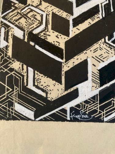 Gravure Frank Kupka Rehaussée Gouache Signé Époque Etching Abstrait Art Original