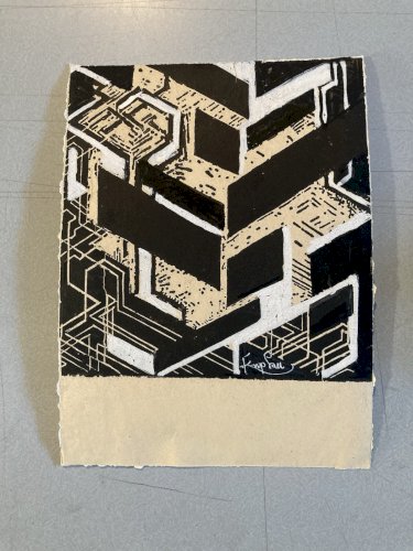 Gravure Frank Kupka Rehaussée Gouache Signé Époque Etching Abstrait Art Original