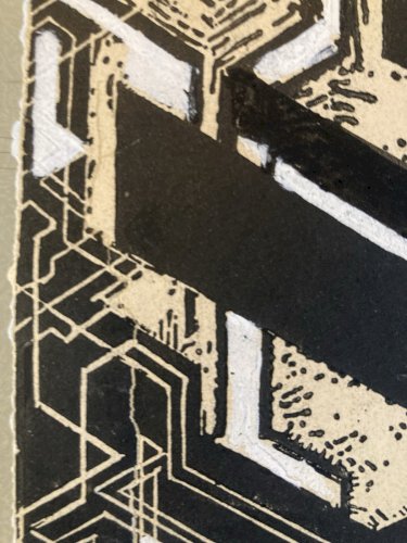 Gravure Frank Kupka Rehaussée Gouache Signé Époque Etching Abstrait Art Original