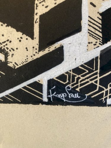 Gravure Frank Kupka Rehaussée Gouache Signé Époque Etching Abstrait Art Original