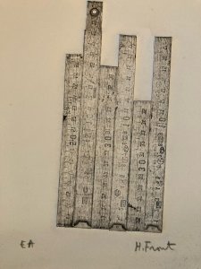 Gravure Henry Front 1990 Estampe Mètre Art Sur Papier Métrique Bois Etching XXe