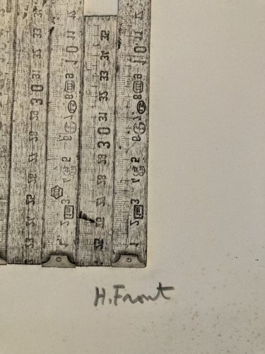 Gravure Henry Front 1990 Estampe Mètre Art Sur Papier Métrique Bois Etching XXe