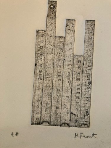 Gravure Henry Front 1990 Estampe Mètre Art Sur Papier Métrique Bois Etching XXe
