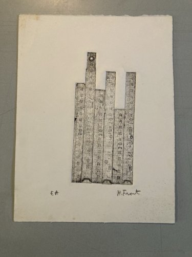 Gravure Henry Front 1990 Estampe Mètre Art Sur Papier Métrique Bois Etching XXe