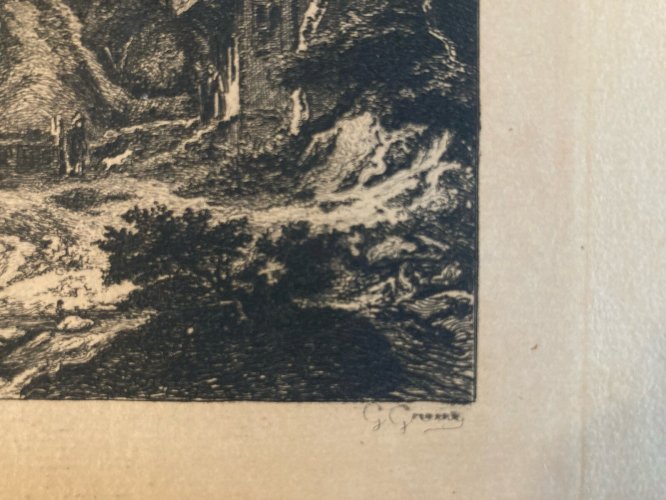 Gravure Jacob Van Ruisdael Ruysdael Papier Vergé Graveur Gustave Greux Art