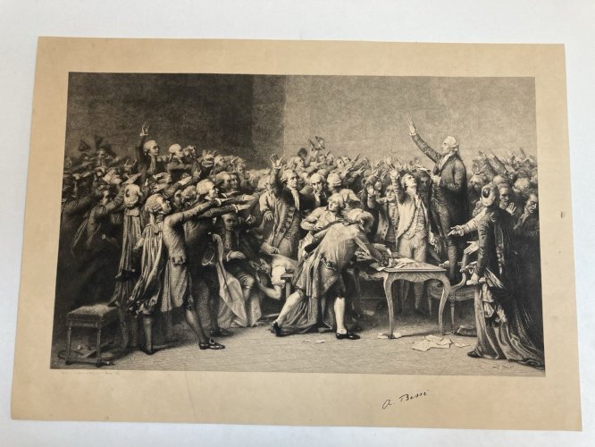 Gravure Le serment du jeu de paume 1848 Albert Georges Besse d'ap Auguste Coudé