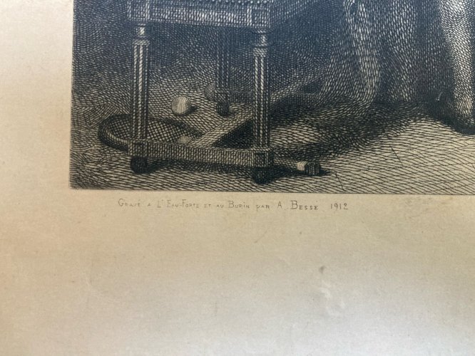 Gravure Le serment du jeu de paume 1848 Albert Georges Besse d'ap Auguste Coudé