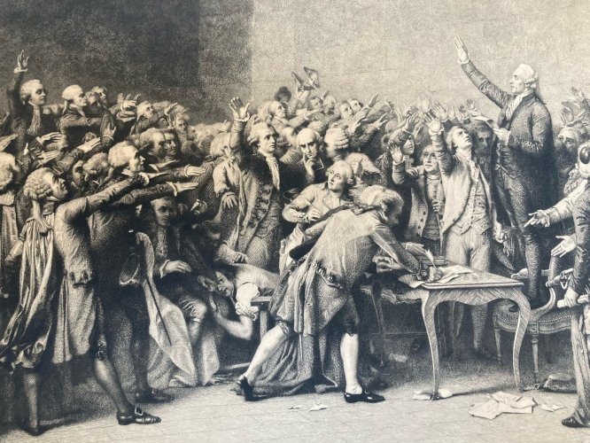 Gravure Le serment du jeu de paume 1848 Albert Georges Besse d'ap Auguste Coudé