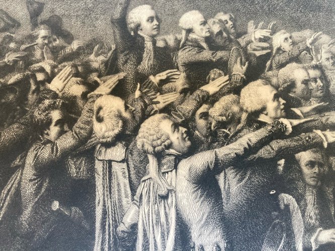 Gravure Le serment du jeu de paume 1848 Albert Georges Besse d'ap Auguste Coudé