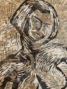 Gravure Lino Bois Art Déco Femme 1970 Nue Nu Buste Herotique Gouache Art Ancien