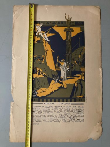 Gravure lithographie  1914 Invitation Bal Des Quat’z’arts x Art Homere