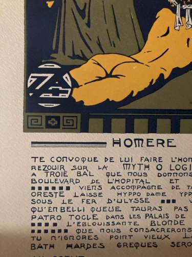 Gravure lithographie  1914 Invitation Bal Des Quat’z’arts x Art Homere