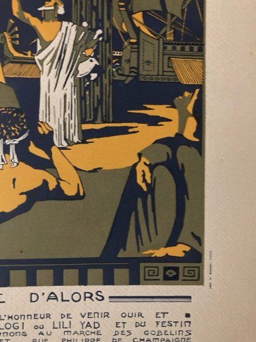 Gravure lithographie  1914 Invitation Bal Des Quat’z’arts x Art Homere