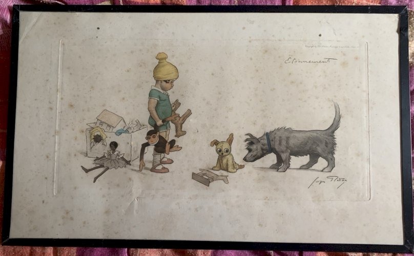 Gravure lithographie 1920's georges Redon copyright les artistes modernes Paris