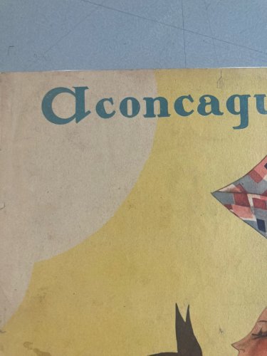 Gravure Lithographie 1932 aconcagua Voiture Chien  Art Ancien Deco A Identifier