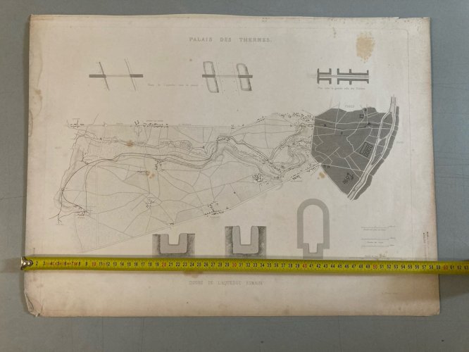 Gravure Lithographie Aqueduc Romain Rome Plan XIXe Génie Civil Art Ancien Deco
