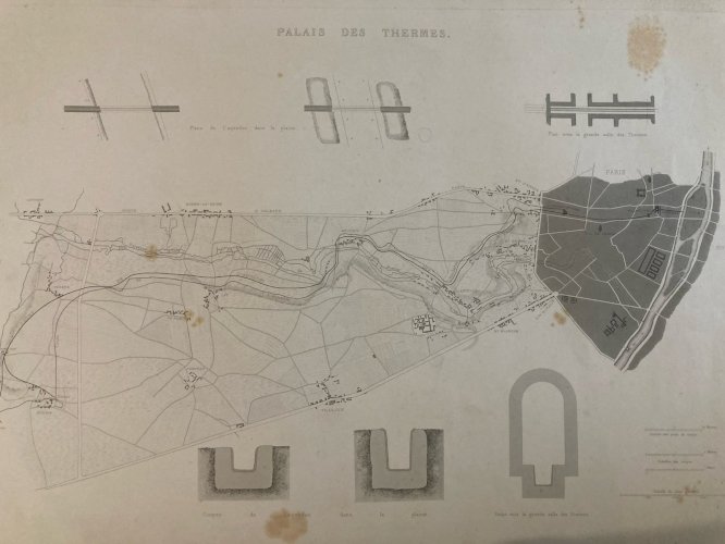Gravure Lithographie Aqueduc Romain Rome Plan XIXe Génie Civil Art Ancien Deco