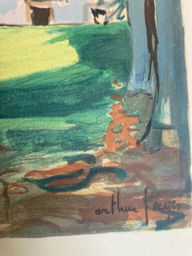 Gravure Lithographie Arthur Fages lithographie Toulouse 1950 Ville Art Ancien