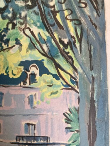 Gravure Lithographie Arthur Fages lithographie Toulouse 1950 Ville Art Ancien