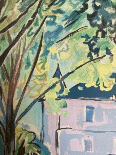 Gravure Lithographie Arthur Fages lithographie Toulouse 1950 Ville Art Ancien