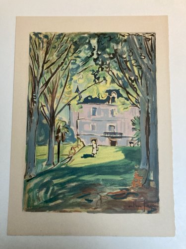 Gravure Lithographie Arthur Fages lithographie Toulouse 1950 Ville Art Ancien